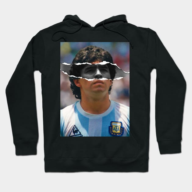 Diego Armando Maradona Dios 10 Portrait Hoodie by Paskwaleeno